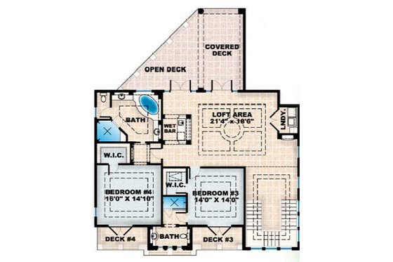 Floor Plan - Upper Floor for European House Plan #27-363 - 4 bed, 5 bath