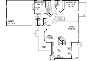 Floor Plan - Main Floor for Farmhouse House Plan #60-120 - 4 bed, 2.5 bath