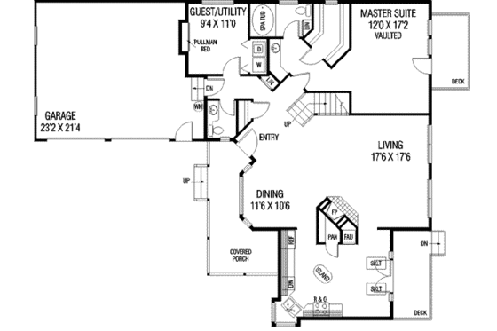 Floor Plan - Main Floor for Farmhouse House Plan #60-120 - 4 bed, 2.5 bath