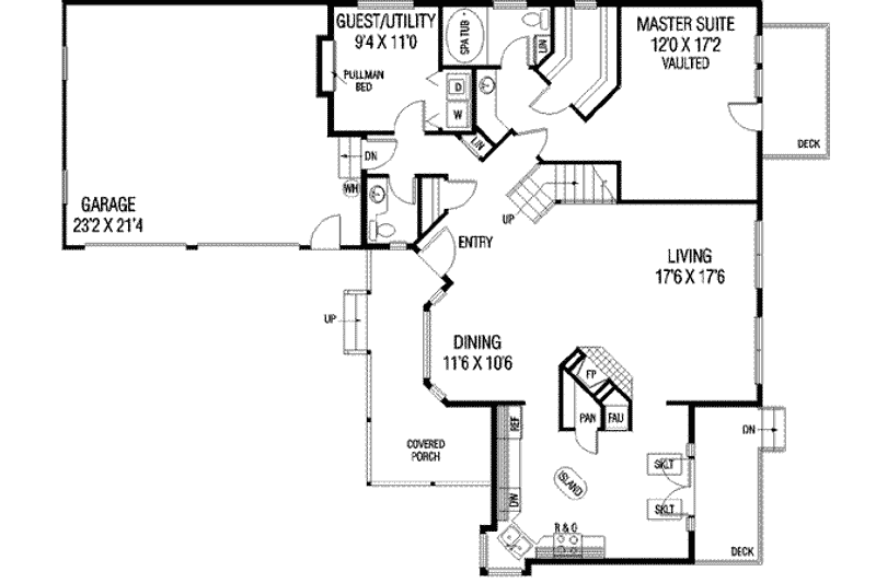 Home Plan - Floor Plan - Main Floor for Farmhouse House Plan #60-120 - 4 bed, 2.5 bath