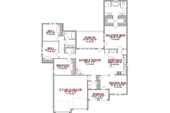 Floor Plan - Main Floor for European House Plan #63-314 - 4 bed, 2.5 bath