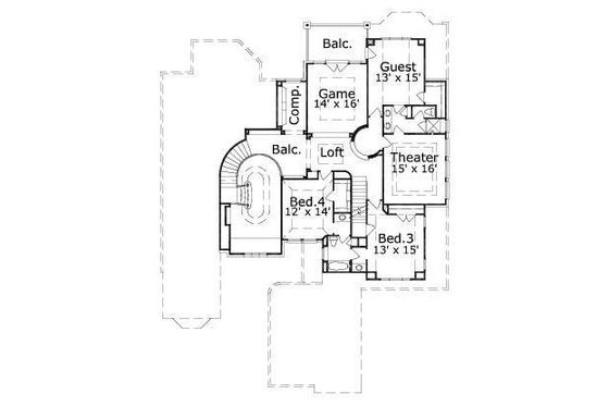 Floor Plan - Upper Floor for European House Plan #411-836 - 5 bed, 4.5 bath