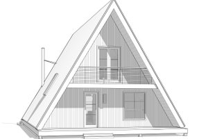 Exterior - Front Elevation 3 for Modern House Plan #1114-32 - 2 bed, 2 bath