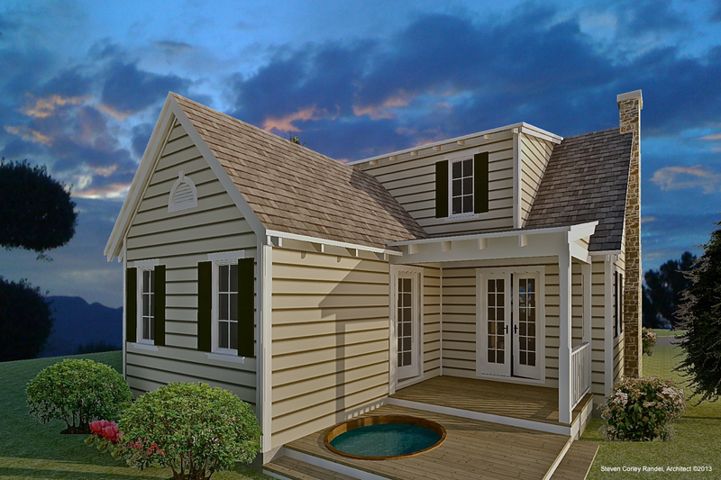 House Design - Exterior - Rear Elevation for Cottage House Plan #489-5 - 1 bed, 1 bath