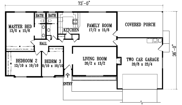 Adobe / Southwestern Floor Plan - Main Floor Plan #1-1287