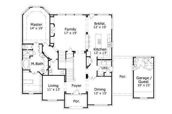Floor Plan - Main Floor for European House Plan #411-829 - 5 bed, 3.5 bath