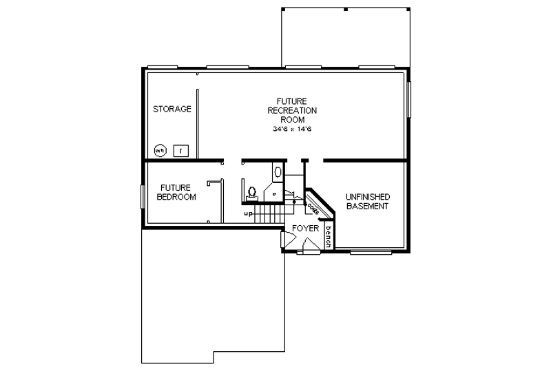 Home Plan - Floor Plan - Lower Floor for Traditional House Plan #18-311 - 2 bed, 2 bath