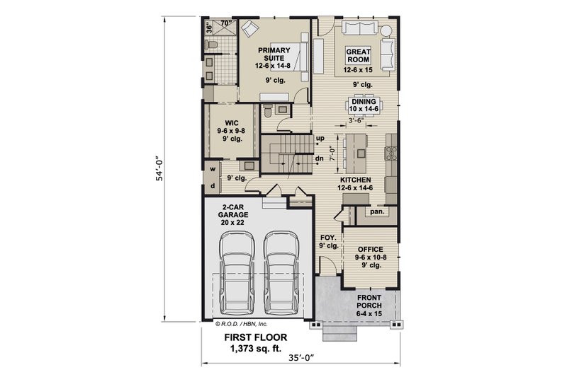 Home Plan - Floor Plan - Main Floor for Craftsman House Plan #51-1344 - 3 bed, 2.5 bath
