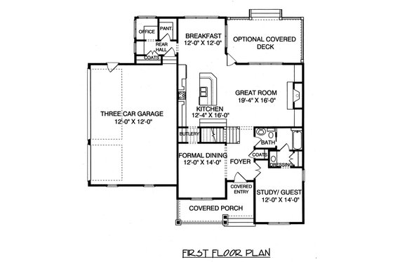 Floor Plan - Main Floor for Craftsman House Plan #413-841 - 4 bed, 3 bath