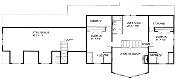 Bungalow Floor Plan - Upper Floor Plan #117-722