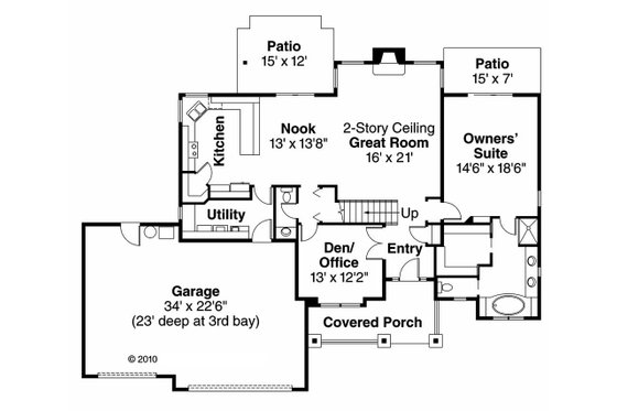 Floor Plan - Main Floor for Craftsman House Plan #124-759 - 4 bed, 2.5 bath