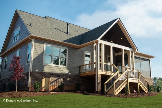 Exterior - Rear Elevation for European House Plan #929-1033 - 3 bed, 2.5 bath
