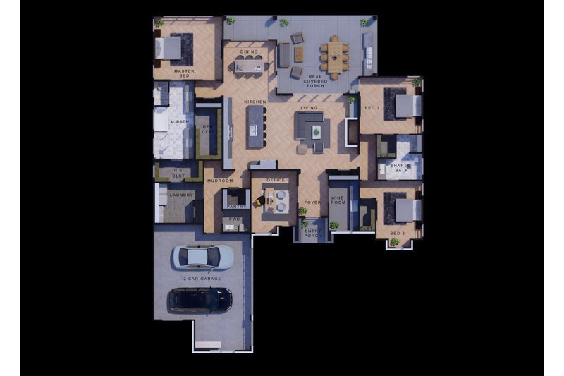 Home Plan - Floor Plan - Main Floor for Contemporary House Plan #1110-29 - 3 bed, 2.5 bath