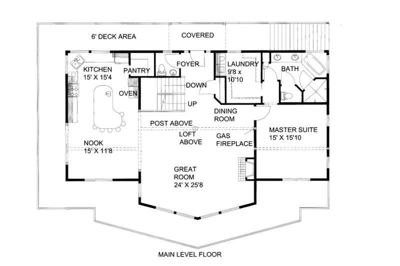Home Plan - Floor Plan - Main Floor for Cabin House Plan #117-764 - 3 bed, 3 bath