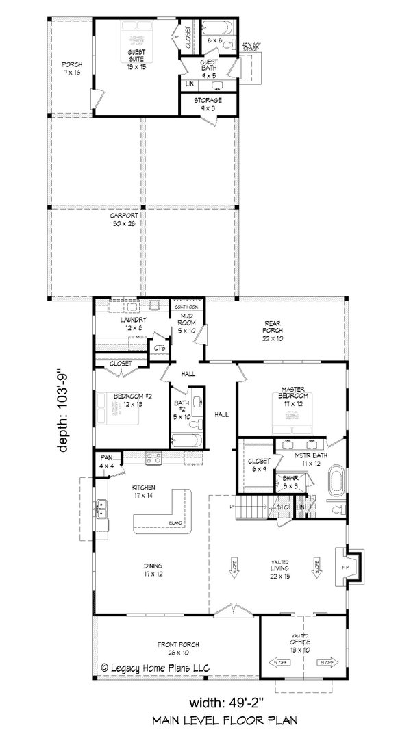 Dream House Plan - Farmhouse Floor Plan - Main Floor Plan #932-599