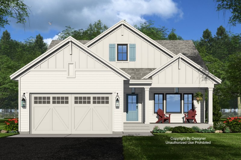 House Design - Exterior - Front Elevation 5 for Farmhouse House Plan #51-1398 - 3 bed, 2 bath