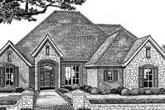 Exterior - Front Elevation for European House Plan #310-544 - 4 bed, 3 bath