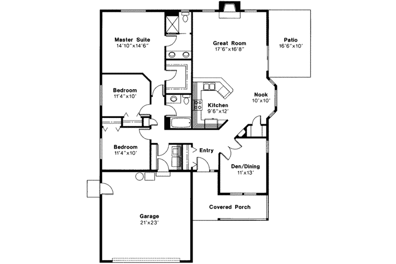 Home Plan - Floor Plan - Main Floor for Ranch House Plan #124-313 - 3 bed, 2 bath
