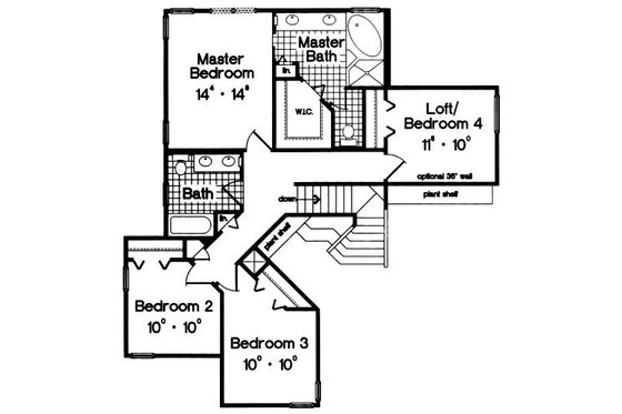 Floor Plan - Upper Floor for Mediterranean House Plan #417-184 - 4 bed, 2 bath