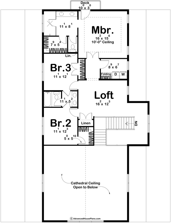 House Blueprint - Barndominium Floor Plan - Upper Floor Plan #455-486