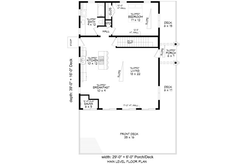 House Design - Floor Plan - Main Floor for Beach House Plan #932-1081 - 1 bed, 1 bath