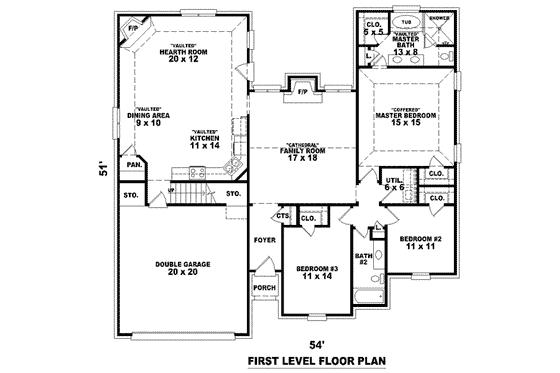 Floor Plan - Main Floor for European House Plan #81-1499 - 4 bed, 3 bath