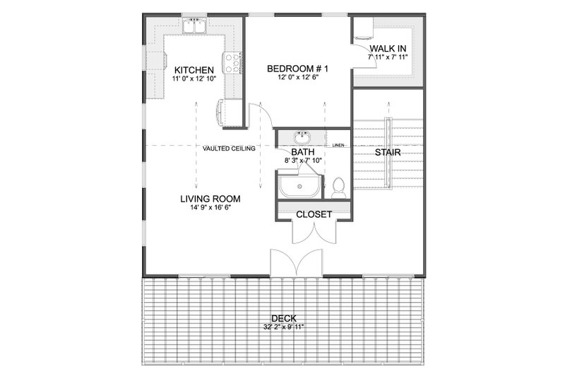 House Blueprint - Floor Plan - Upper Floor for Barndominium House Plan #1060-483 - 1 bed, 2 bath