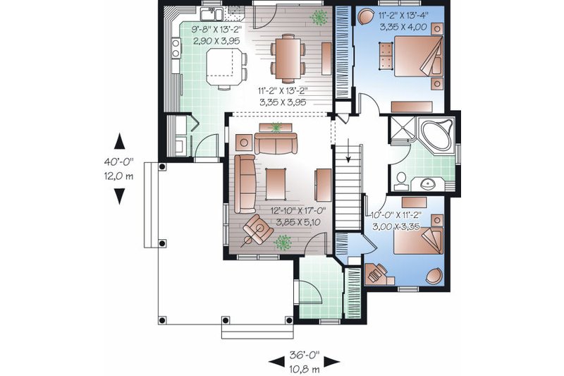 Dream House Plan - Floor Plan - Main Floor for Country House Plan #23-778 - 2 bed, 1 bath