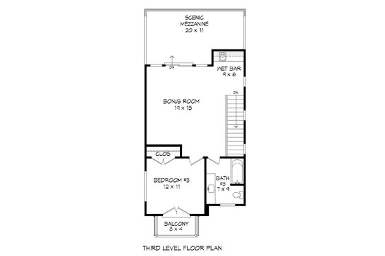 Floor Plan - Upper Floor 1 for Contemporary House Plan #932-319 - 3 bed, 3.5 bath