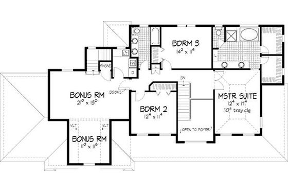 Floor Plan - Upper Floor for Country House Plan #51-339 - 3 bed, 2.5 bath