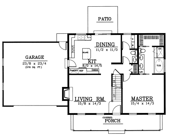 House Plan Design - Colonial Floor Plan - Main Floor Plan #100-215