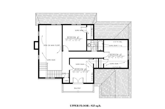 Floor Plan - Upper Floor for Cottage House Plan #138-341 - 4 bed, 2 bath