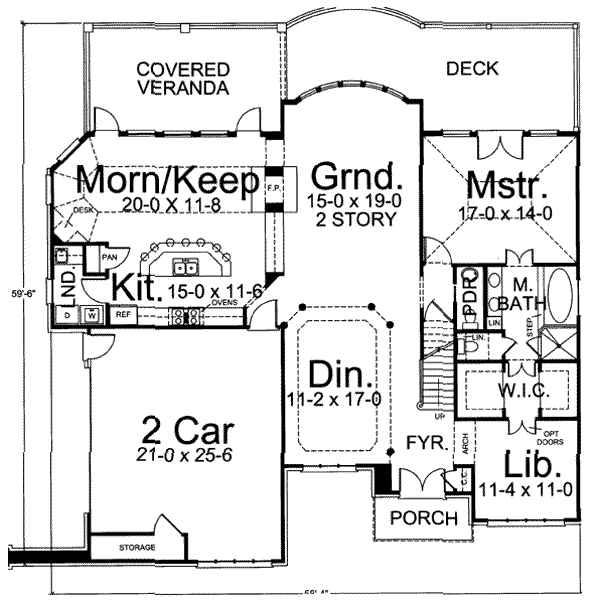 House Design - Colonial Floor Plan - Main Floor Plan #119-156