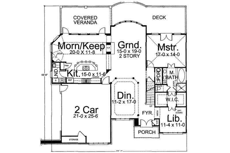 Home Plan - Floor Plan - Main Floor for Colonial House Plan #119-156 - 4 bed, 3.5 bath