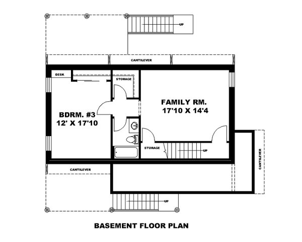 Cottage Floor Plan - Lower Floor Plan #117-1050