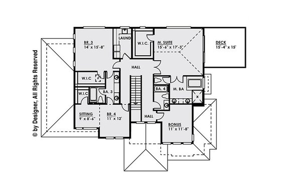 Floor Plan - Upper Floor for Modern House Plan #1066-11 - 4 bed, 4.5 bath