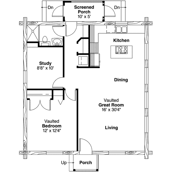 House Design - Log Floor Plan - Main Floor Plan #124-390