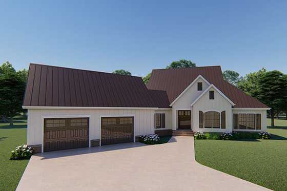 Exterior - Front Elevation 3 for Farmhouse House Plan #923-120 - 3 bed, 3.5 bath