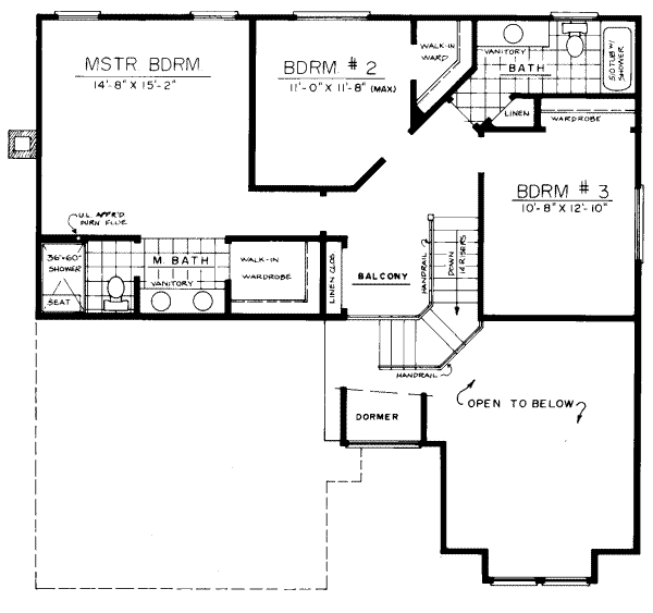 Traditional Floor Plan - Upper Floor Plan #303-113
