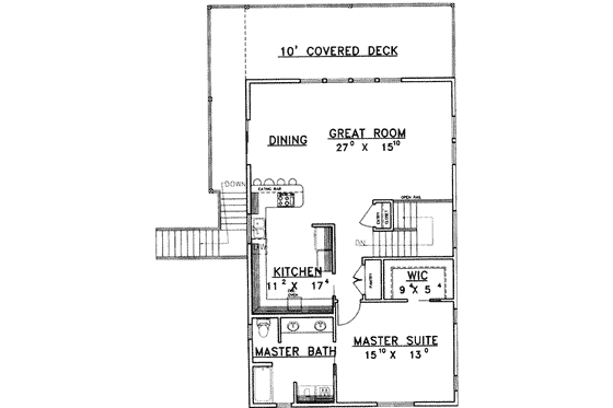 Floor Plan - Main Floor for Traditional House Plan #117-446 - 3 bed, 2 bath