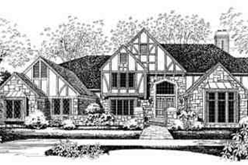 House Blueprint - Tudor Exterior - Front Elevation Plan #72-219