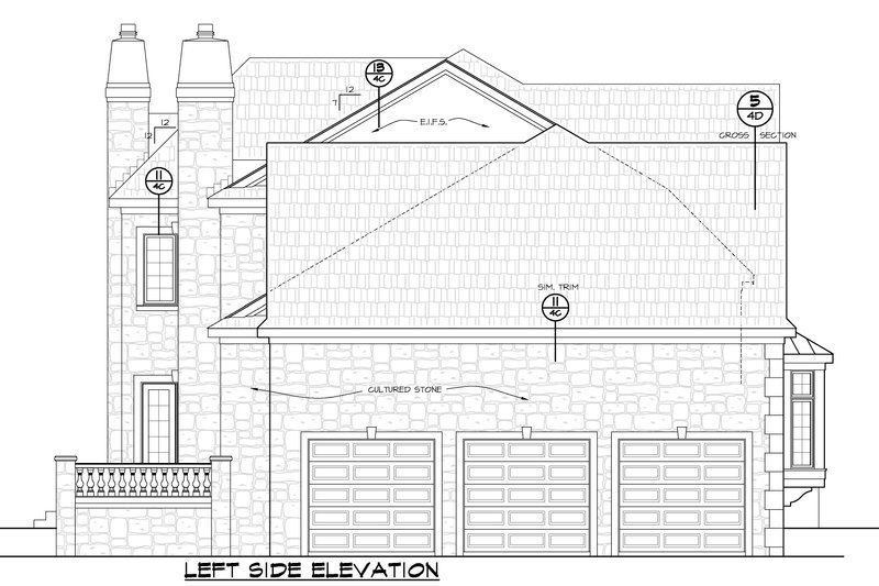 Home Plan - Exterior - Front Elevation 4 for European House Plan #20-2210 - 5 bed, 4.5 bath