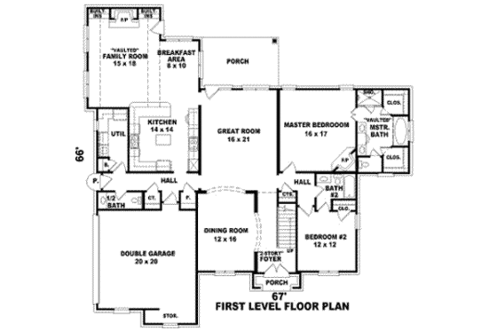 Floor Plan - Main Floor for European House Plan #81-1195 - 4 bed, 4 bath