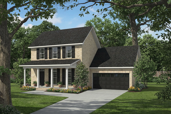 Exterior - Front Elevation for Traditional House Plan #17-264 - 3 bed, 2.5 bath