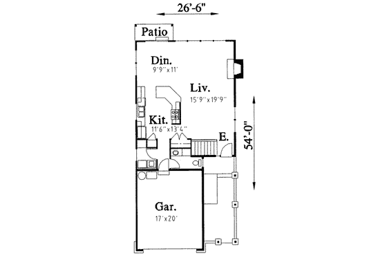 Floor Plan - Main Floor for Traditional House Plan #303-351 - 3 bed, 2.5 bath