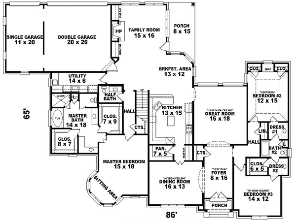 European Floor Plan - Main Floor Plan #81-1637