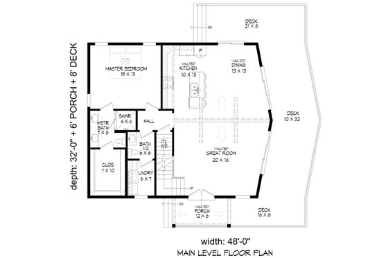 Floor Plan - Main Floor for Country House Plan #932-1131 - 2 bed, 2.5 bath