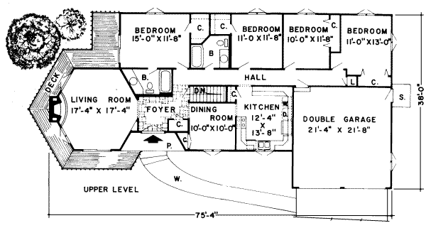 Floor Plan - Main Floor for Modern House Plan #312-410 - 5 bed, 3 bath