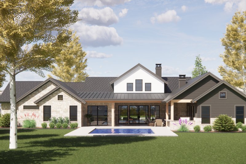 Architectural House Design - Exterior - Rear Elevation for Country House Plan #1096-43 - 4 bed, 4.5 bath