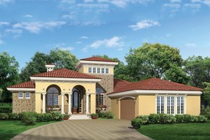 Exterior - Front Elevation 3 for Mediterranean House Plan #930-12 - 3 bed, 2.5 bath